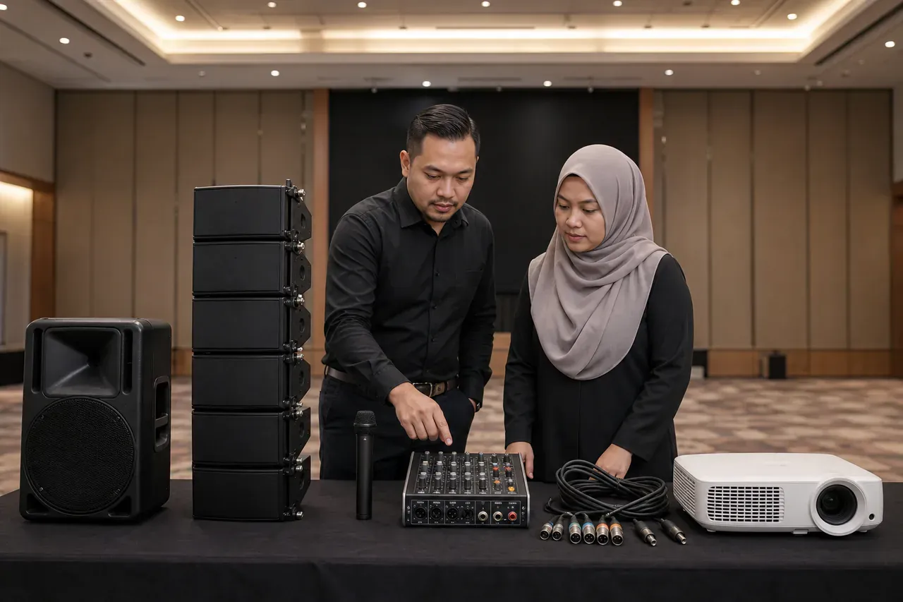 Profesional acara Melayu Malaysia menyediakan Peralatan AV acara: penerangan dan perbandingan