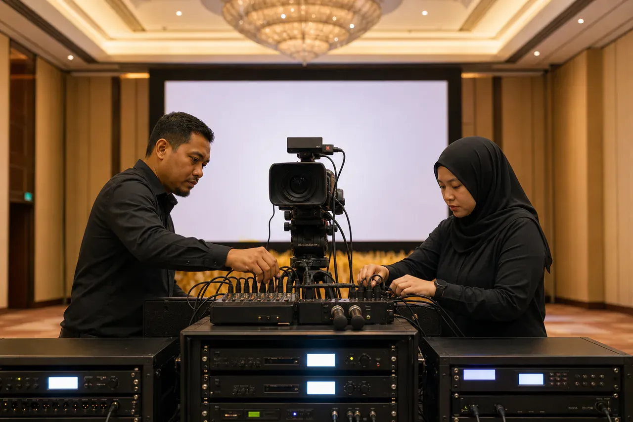 Profesional acara Melayu Malaysia menyediakan Sokongan AV siaran langsung dan acara hibrid