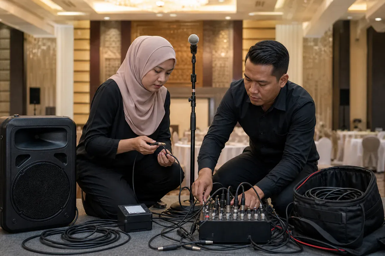 Profesional acara Melayu Malaysia menyediakan Selesaikan masalah AV acara